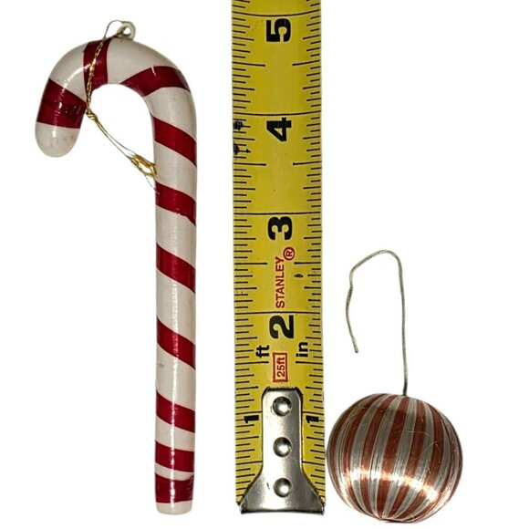 Vintage Christmas Tree Ornaments Lot Candy Canes Balls Gift Boxes Red Bird MCM - Picture 7 of 10